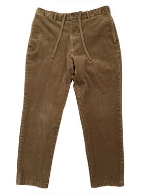 Uniqlo Corduroy Ankle Pants Mens Size 30 Drawstring Elastic Waist Stretch Brown